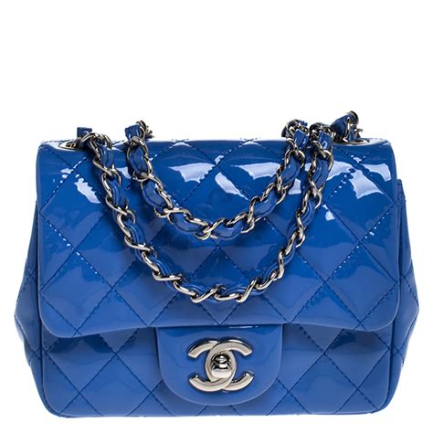 blue patent leather chanel mini bag